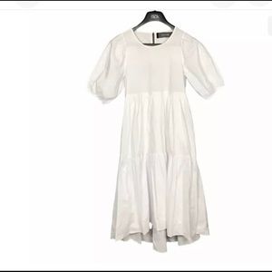 Short sleeve White tiered dress